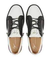 schwarze und weiße Leder niedrige Sneakers von Giuseppe Zanotti