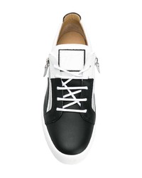 schwarze und weiße Leder niedrige Sneakers von Giuseppe Zanotti Design