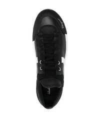 schwarze und weiße Leder niedrige Sneakers von Salvatore Ferragamo