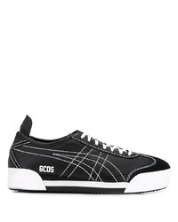 schwarze und weiße Leder niedrige Sneakers von Gcds