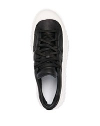 schwarze und weiße Leder niedrige Sneakers von Y-3