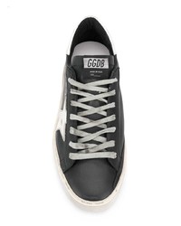 schwarze und weiße Leder niedrige Sneakers von Golden Goose Deluxe Brand