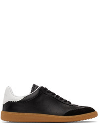 schwarze und weiße Leder niedrige Sneakers von Isabel Marant