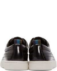 schwarze und weiße Leder niedrige Sneakers von Paul Smith