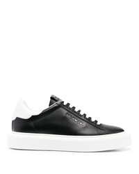 schwarze und weiße Leder niedrige Sneakers von John Richmond