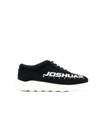 schwarze und weiße Leder niedrige Sneakers von Joshua Sanders
