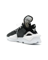 schwarze und weiße Leder niedrige Sneakers von Y-3