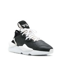 schwarze und weiße Leder niedrige Sneakers von Y-3