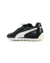 schwarze und weiße Leder niedrige Sneakers von Puma