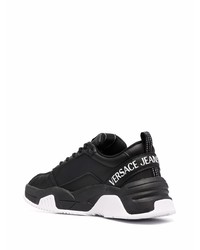 schwarze und weiße Leder niedrige Sneakers von VERSACE JEANS COUTURE