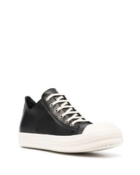 schwarze und weiße Leder niedrige Sneakers von Rick Owens