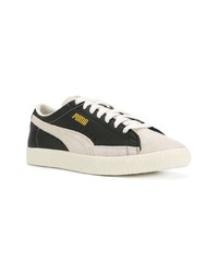 schwarze und weiße Leder niedrige Sneakers von Puma