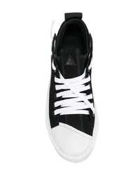 schwarze und weiße Leder niedrige Sneakers von Bruno Bordese