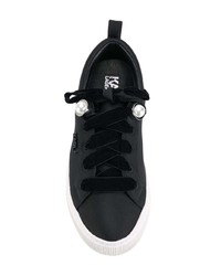 schwarze und weiße Leder niedrige Sneakers von Karl Lagerfeld