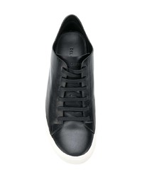 schwarze und weiße Leder niedrige Sneakers von Del Carlo