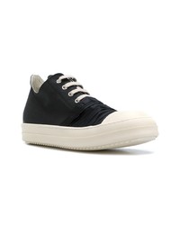 schwarze und weiße Leder niedrige Sneakers von Rick Owens DRKSHDW