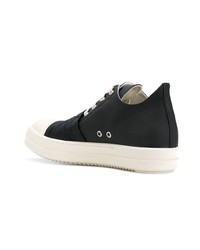 schwarze und weiße Leder niedrige Sneakers von Rick Owens DRKSHDW