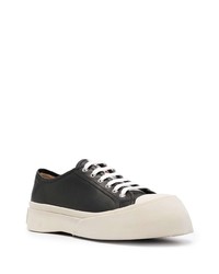 schwarze und weiße Leder niedrige Sneakers von Marni