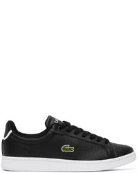 schwarze und weiße Leder niedrige Sneakers von Lacoste