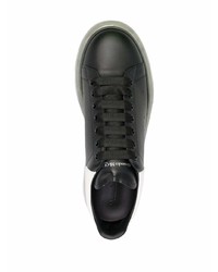 schwarze und weiße Leder niedrige Sneakers von Alexander McQueen