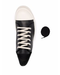 schwarze und weiße Leder niedrige Sneakers von Rick Owens DRKSHDW