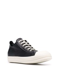 schwarze und weiße Leder niedrige Sneakers von Rick Owens