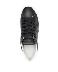 schwarze und weiße Leder niedrige Sneakers von Philippe Model Paris