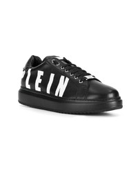 schwarze und weiße Leder niedrige Sneakers von Philipp Plein