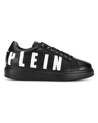 schwarze und weiße Leder niedrige Sneakers von Philipp Plein