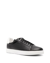 schwarze und weiße Leder niedrige Sneakers von Emporio Armani