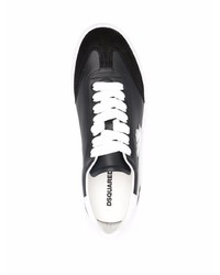 schwarze und weiße Leder niedrige Sneakers von DSQUARED2