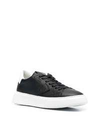 schwarze und weiße Leder niedrige Sneakers von Philippe Model Paris