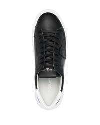 schwarze und weiße Leder niedrige Sneakers von Philippe Model Paris