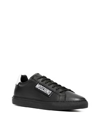 schwarze und weiße Leder niedrige Sneakers von Moschino