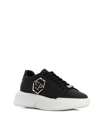 schwarze und weiße Leder niedrige Sneakers von Philipp Plein