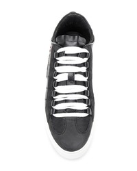 schwarze und weiße Leder niedrige Sneakers von Dsquared2