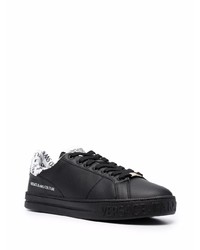 schwarze und weiße Leder niedrige Sneakers von VERSACE JEANS COUTURE