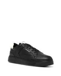 schwarze und weiße Leder niedrige Sneakers von Emporio Armani