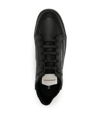 schwarze und weiße Leder niedrige Sneakers von Emporio Armani