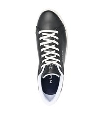 schwarze und weiße Leder niedrige Sneakers von PS Paul Smith