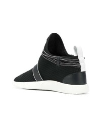 schwarze und weiße Leder niedrige Sneakers von Giuseppe Zanotti Design