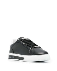 schwarze und weiße Leder niedrige Sneakers von Roberto Cavalli