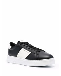 schwarze und weiße Leder niedrige Sneakers von Emporio Armani