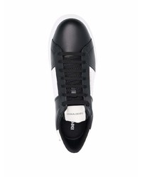 schwarze und weiße Leder niedrige Sneakers von Emporio Armani