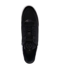 schwarze und weiße Leder niedrige Sneakers von Leandro Lopes