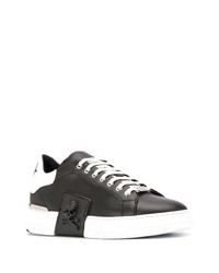 schwarze und weiße Leder niedrige Sneakers von Philipp Plein