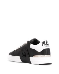 schwarze und weiße Leder niedrige Sneakers von Philipp Plein