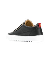 schwarze und weiße Leder niedrige Sneakers von Mason Garments