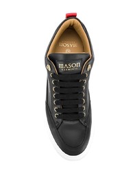 schwarze und weiße Leder niedrige Sneakers von Mason Garments