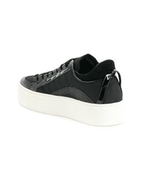 schwarze und weiße Leder niedrige Sneakers von Dsquared2